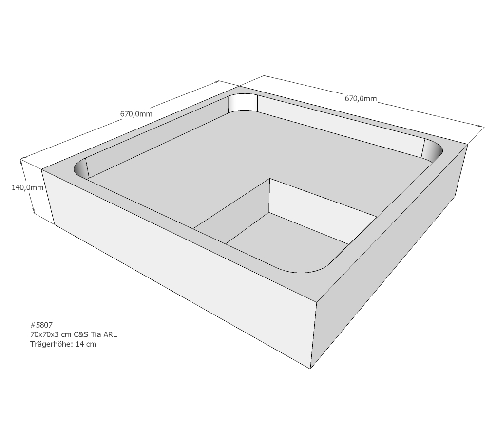 Duschwannenträger für Tia E 70x70