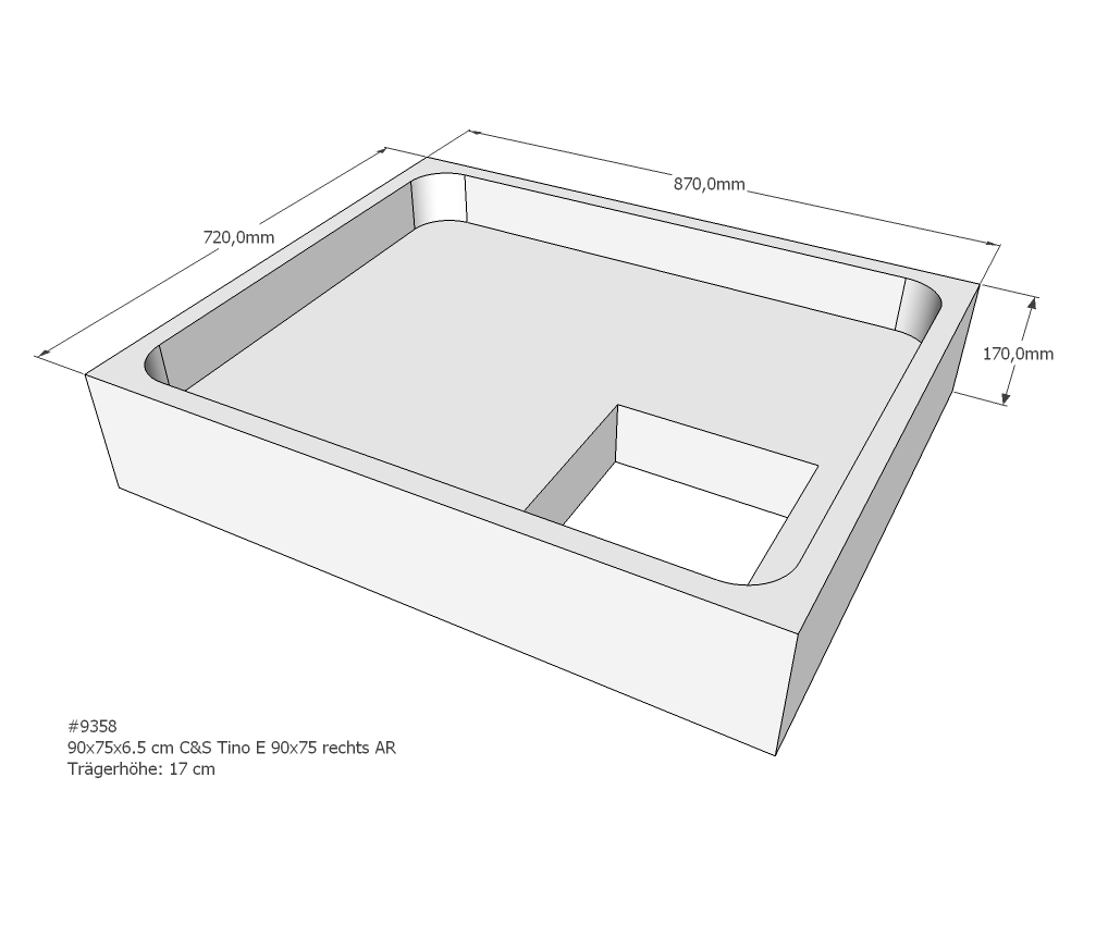 Duschwannenträger für Tino E 90x75 rechts