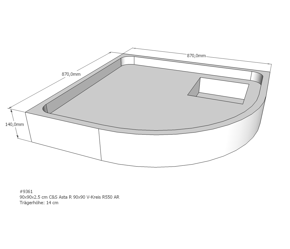 Duschwannenträger für Asta R 90x90