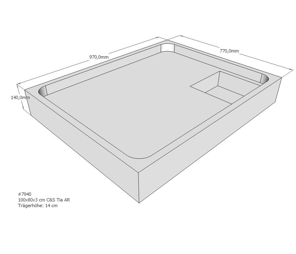 Duschwannenträger für Tia E 100x80