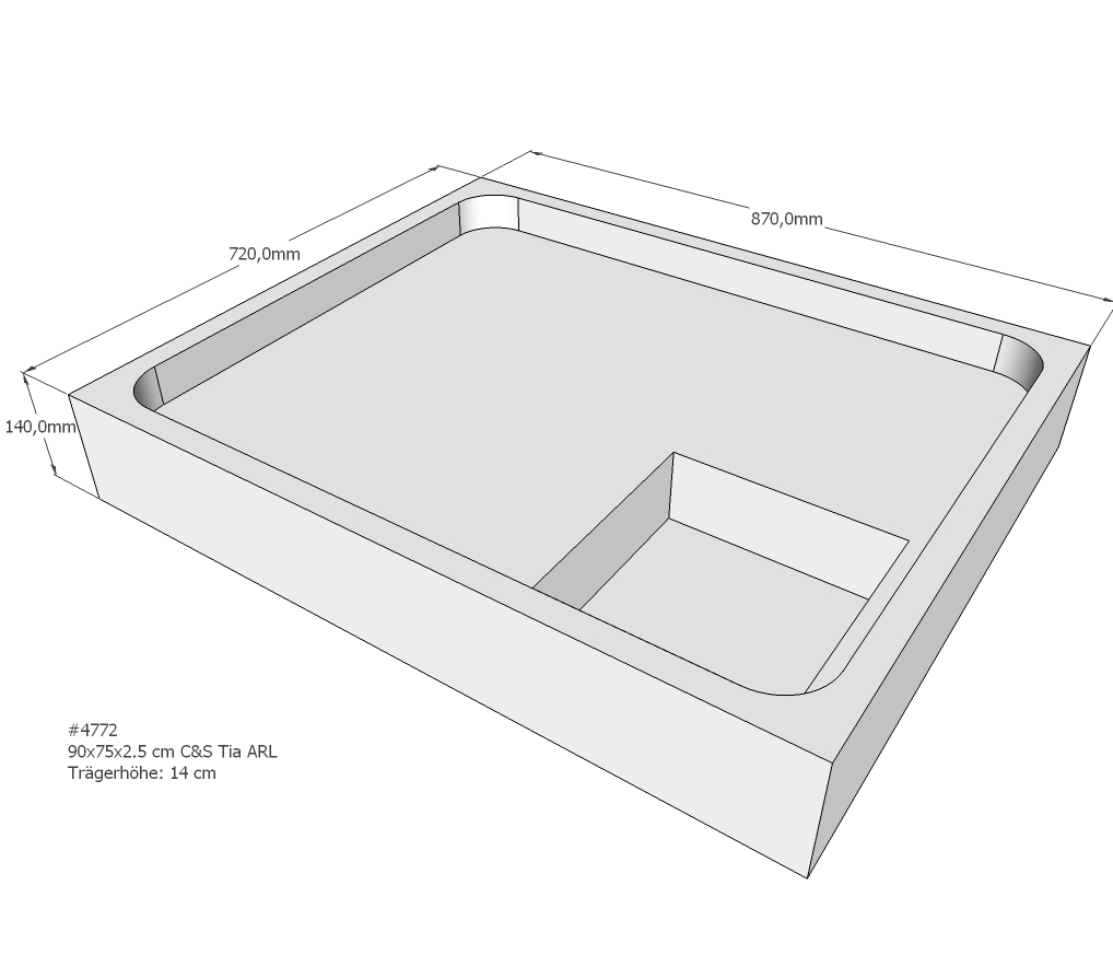 Duschwannenträger für Tia E 90x75