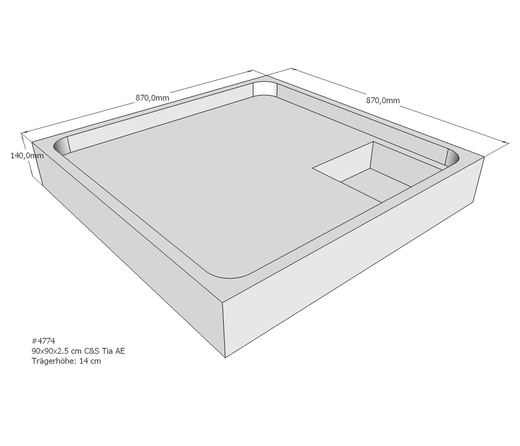 Duschwannenträger für Tia E 90x90