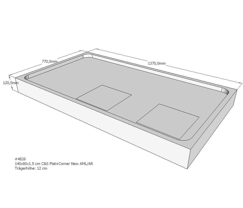 Duschwannenträger für Flat E 140x80