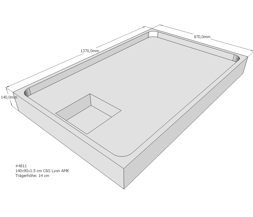 Duschwannenträger für Lyon E 140x90