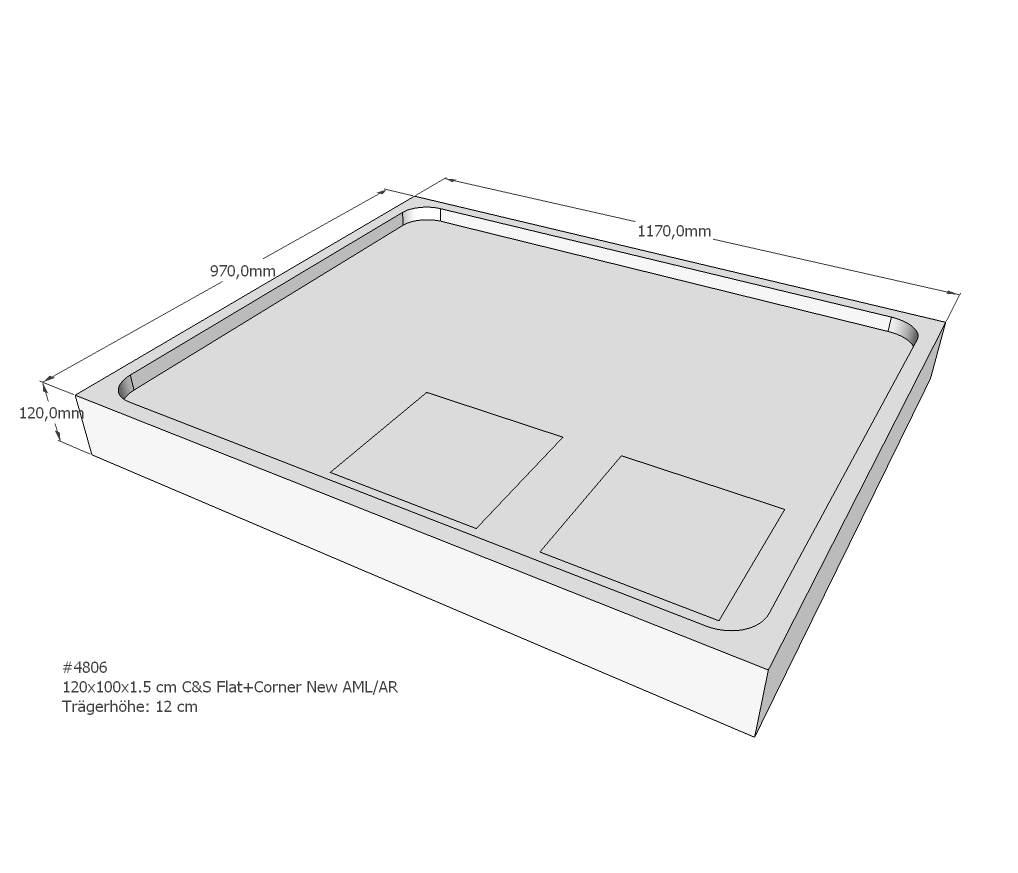 Duschwannenträger für Flat E 120x100