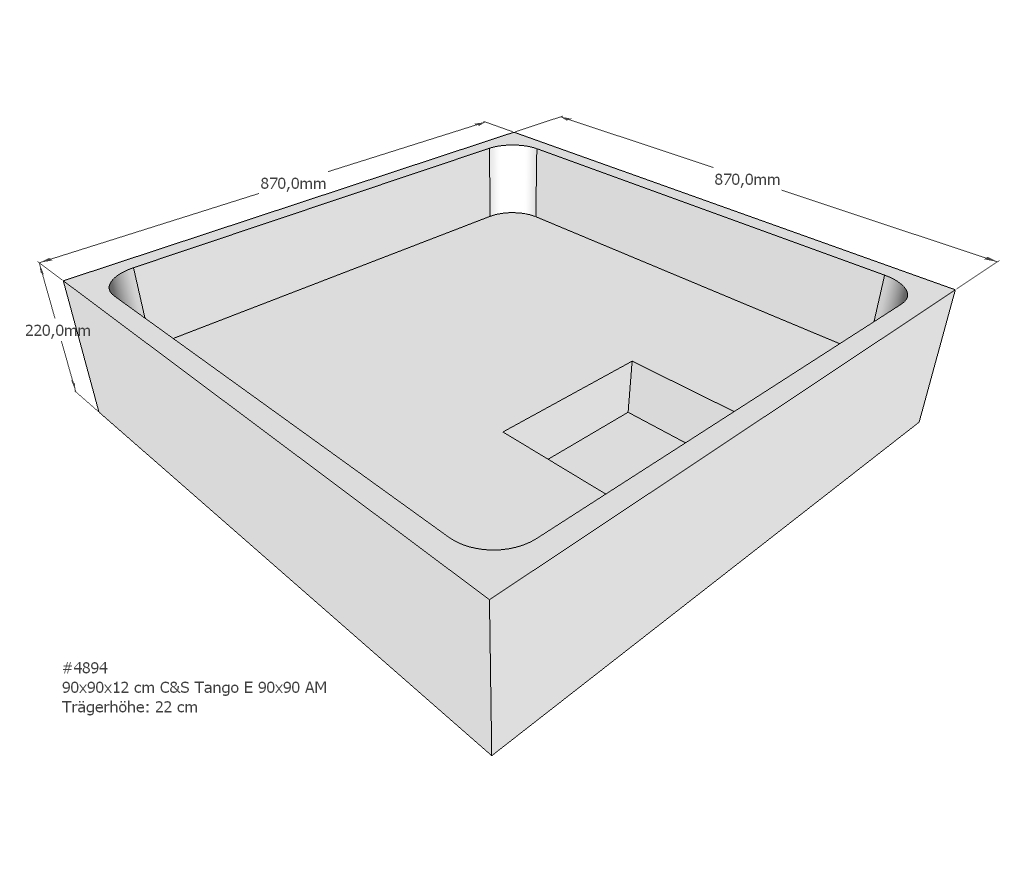 Duschwannenträger für  Tango E 90x90