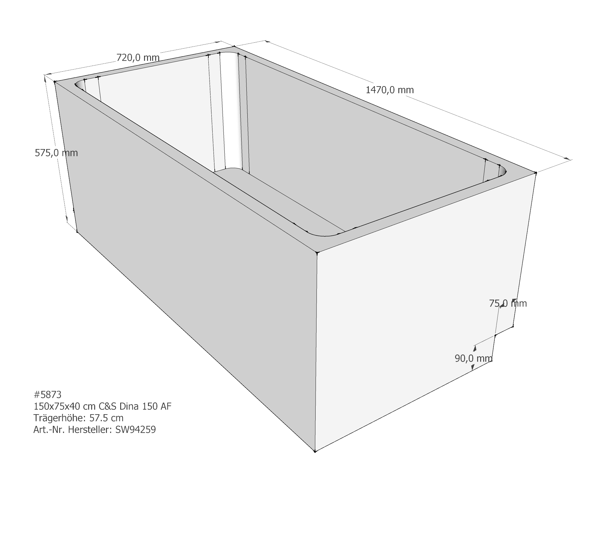 Badewannenträger für Dina 150