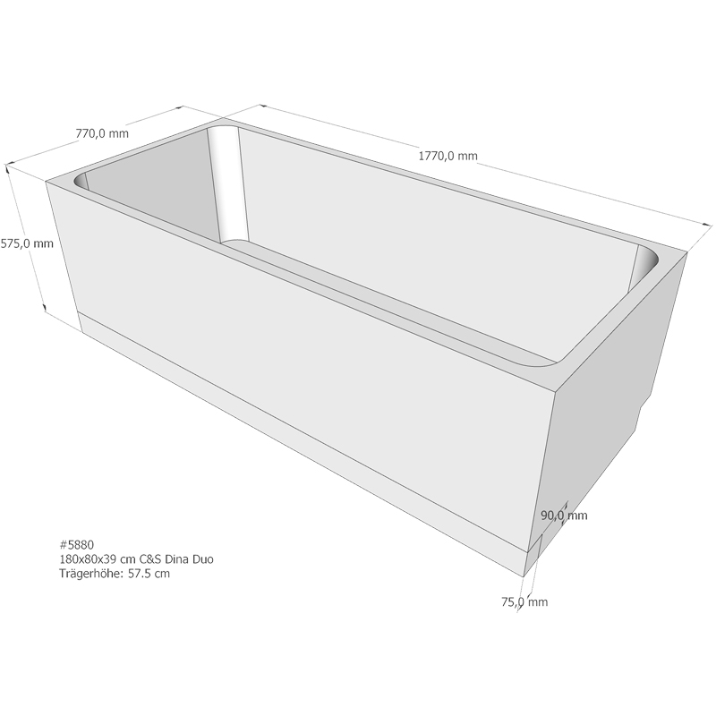 Badewannenträger für Dina Duo 180x80