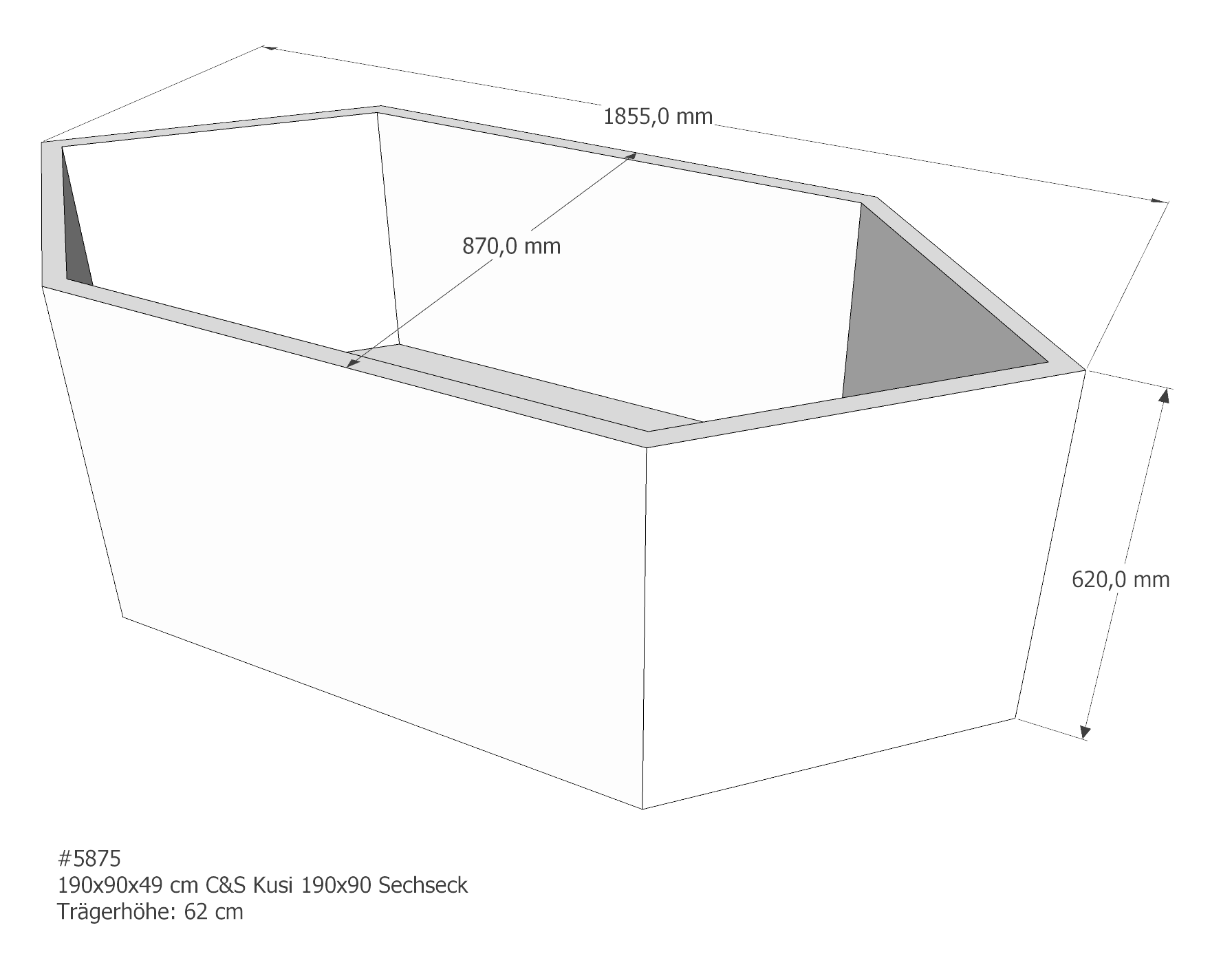 Badewannenträger für Kusi 190x90