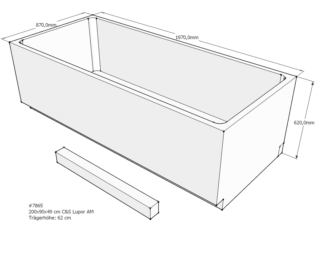 Badewannenträger für Lupor 200x90
